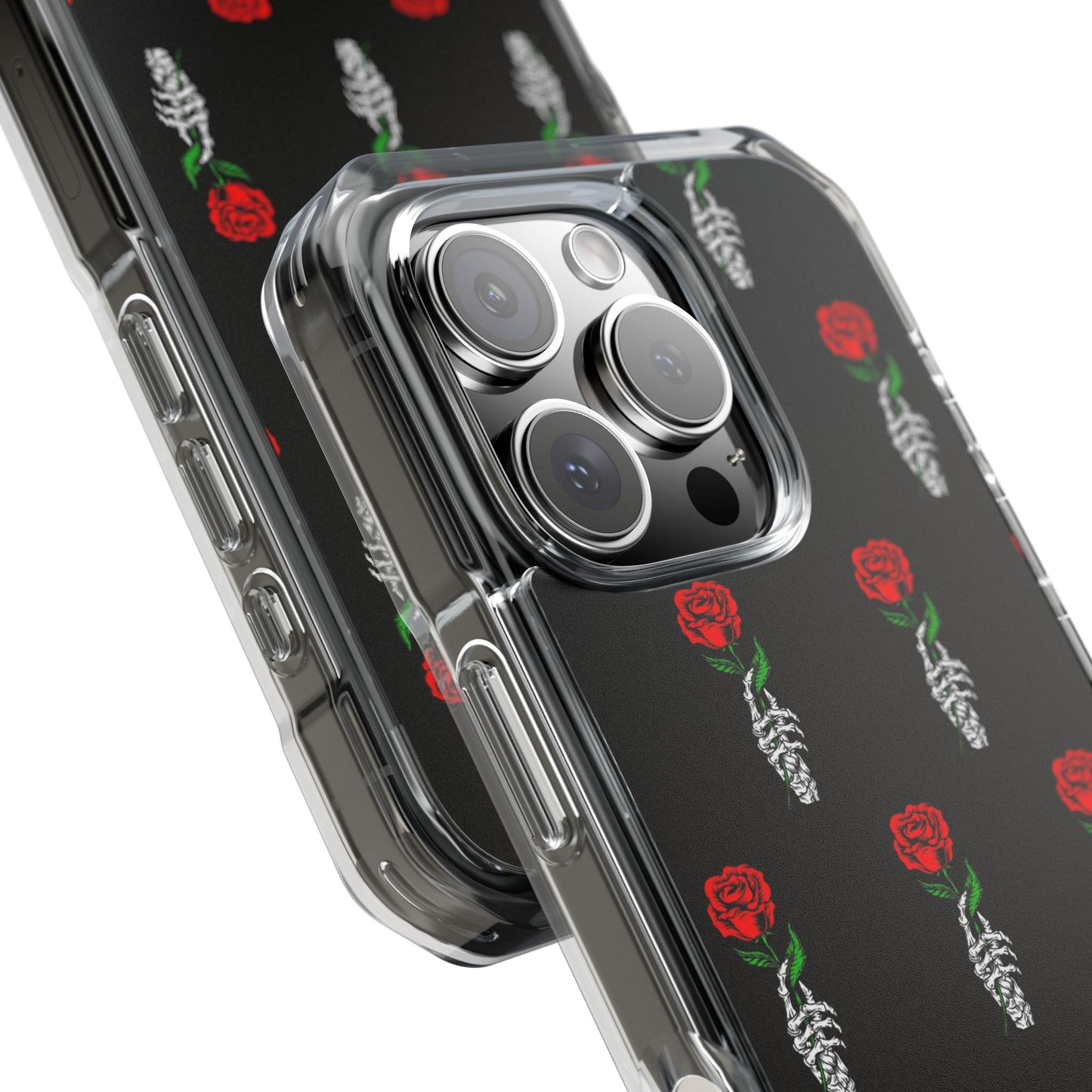 Rose Skeleton Magnetic Clear Impact Case - Stylish & Protective Phone Accessory