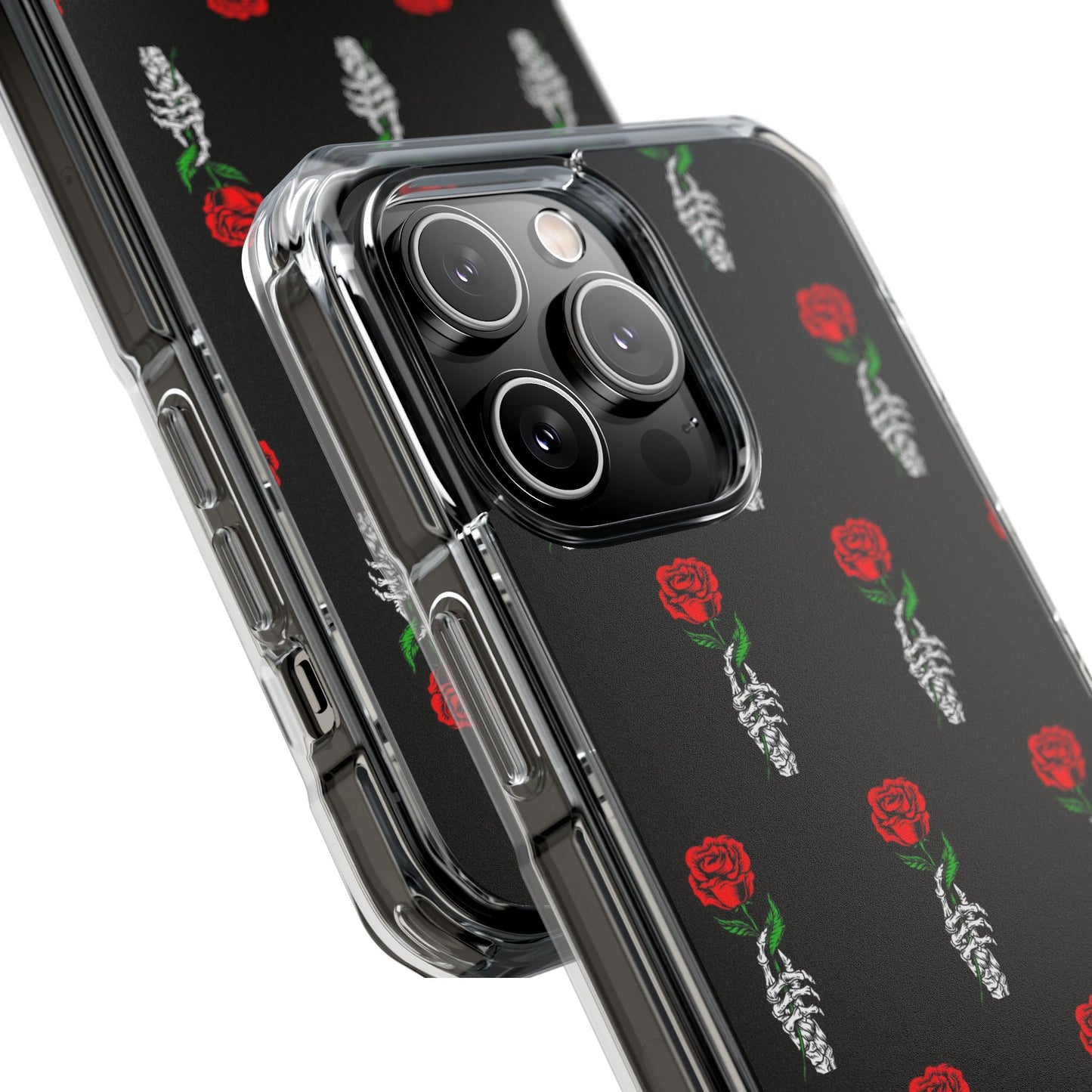 Rose Skeleton Magnetic Clear Impact Case - Stylish & Protective Phone Accessory