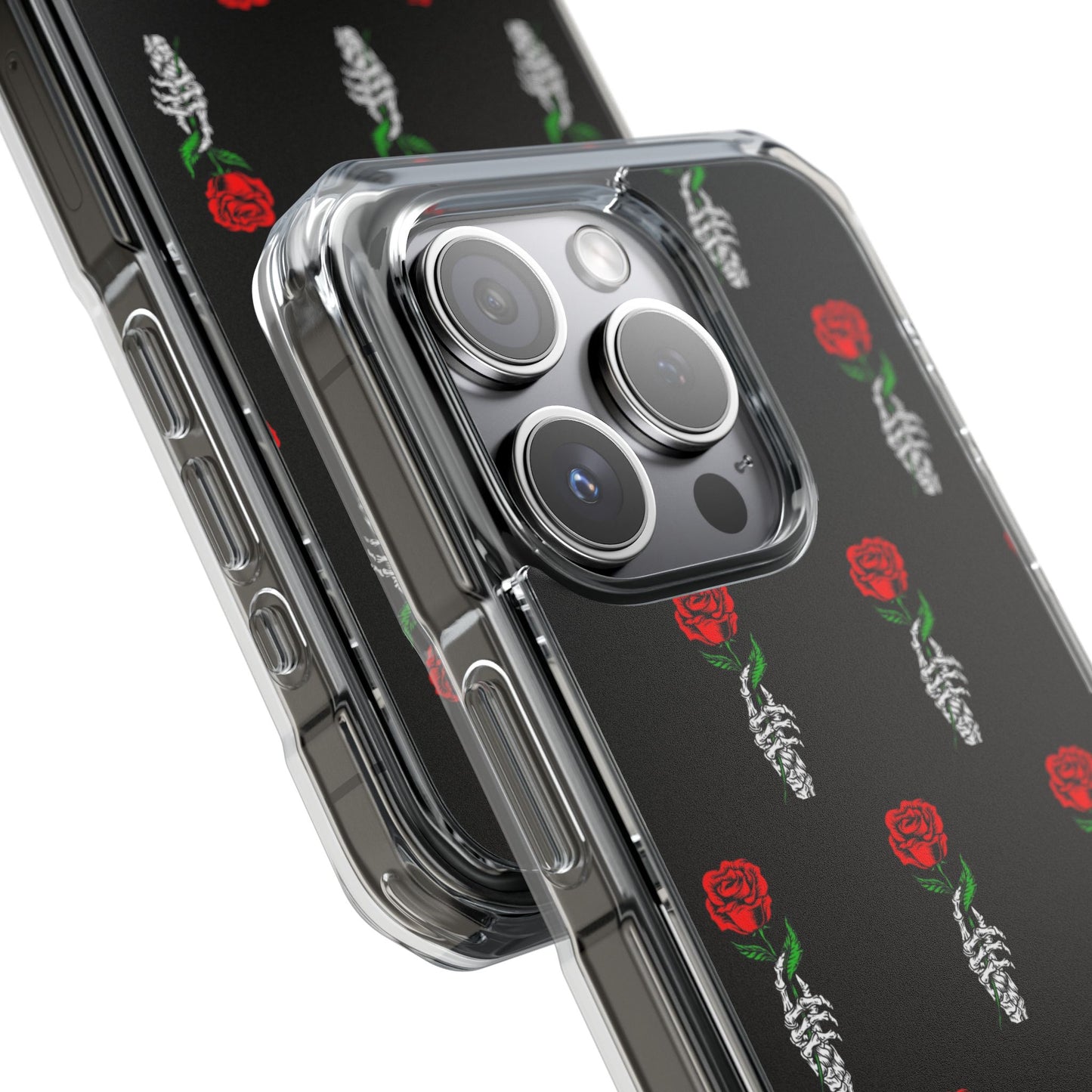 Rose Skeleton Magnetic Clear Impact Case - Stylish & Protective Phone Accessory