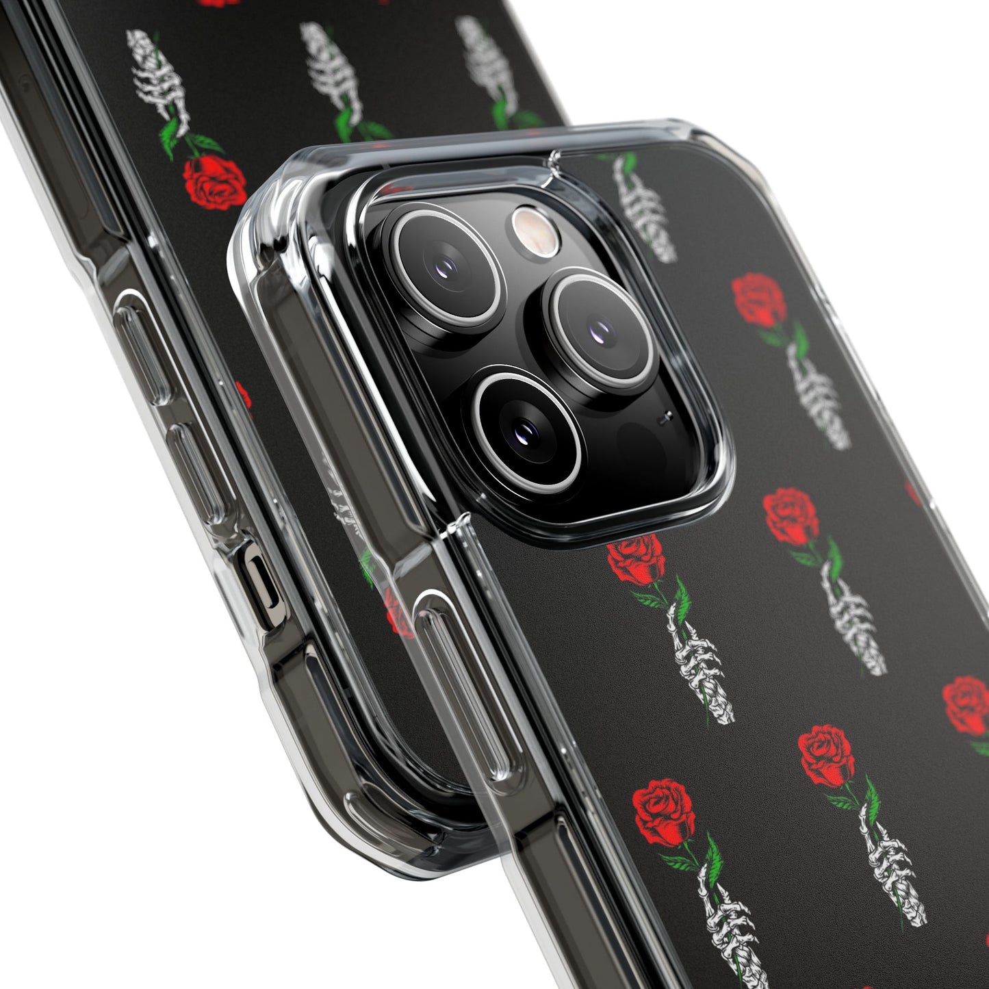 Rose Skeleton Magnetic Clear Impact Case - Stylish & Protective Phone Accessory