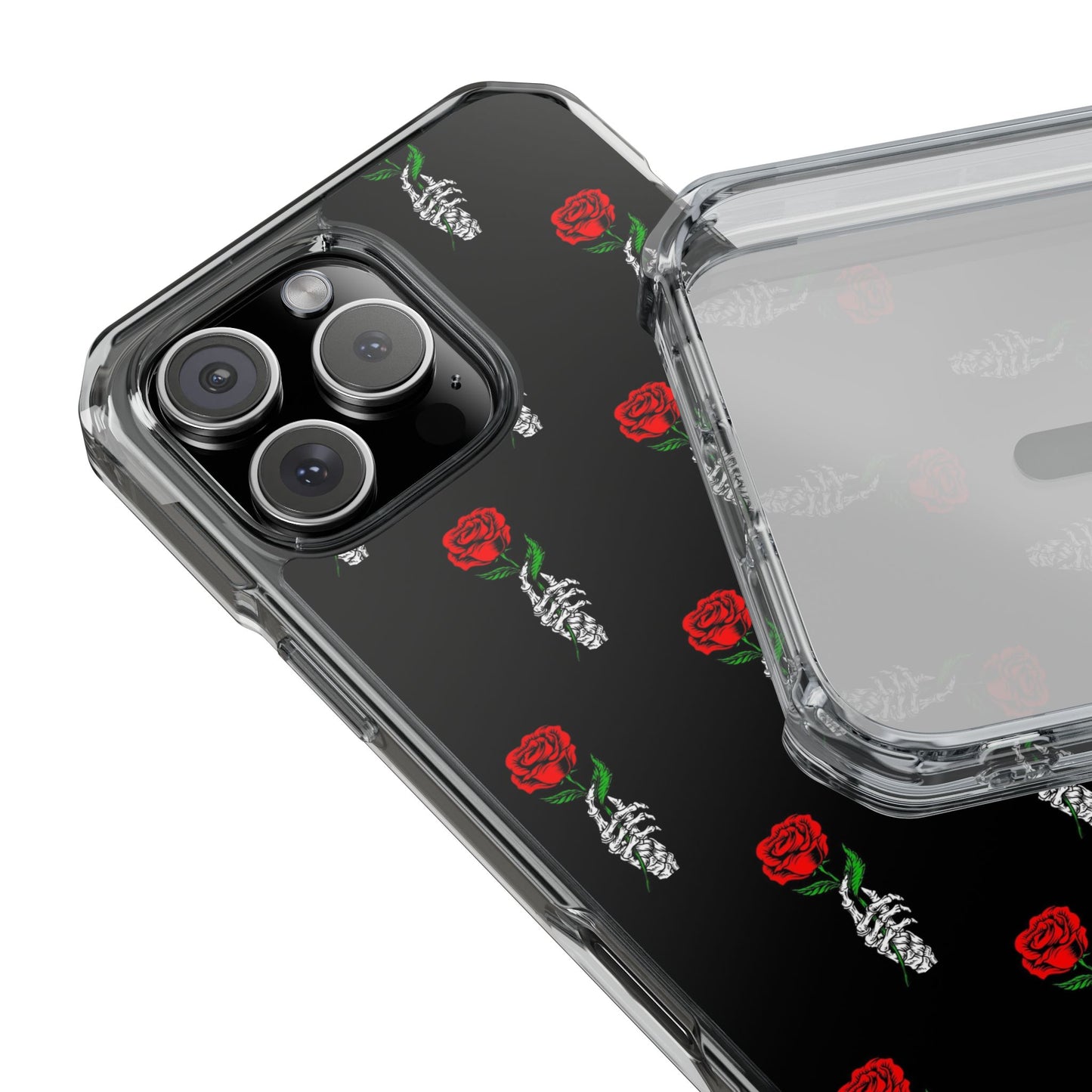 Rose Skeleton Magnetic Clear Impact Case - Stylish & Protective Phone Accessory