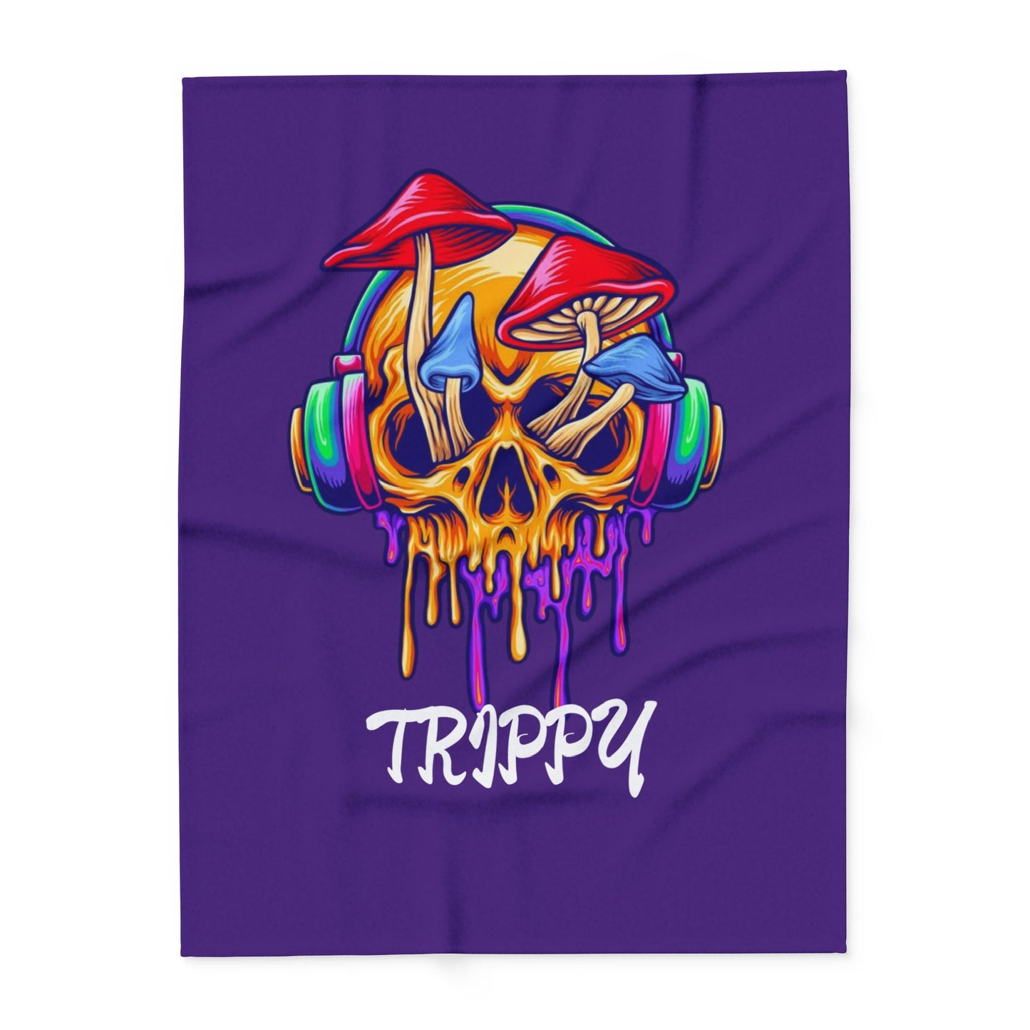 Trippy Mushroom Arctic Fleece Blanket - Colorful Skull Design for Cozy Vibes