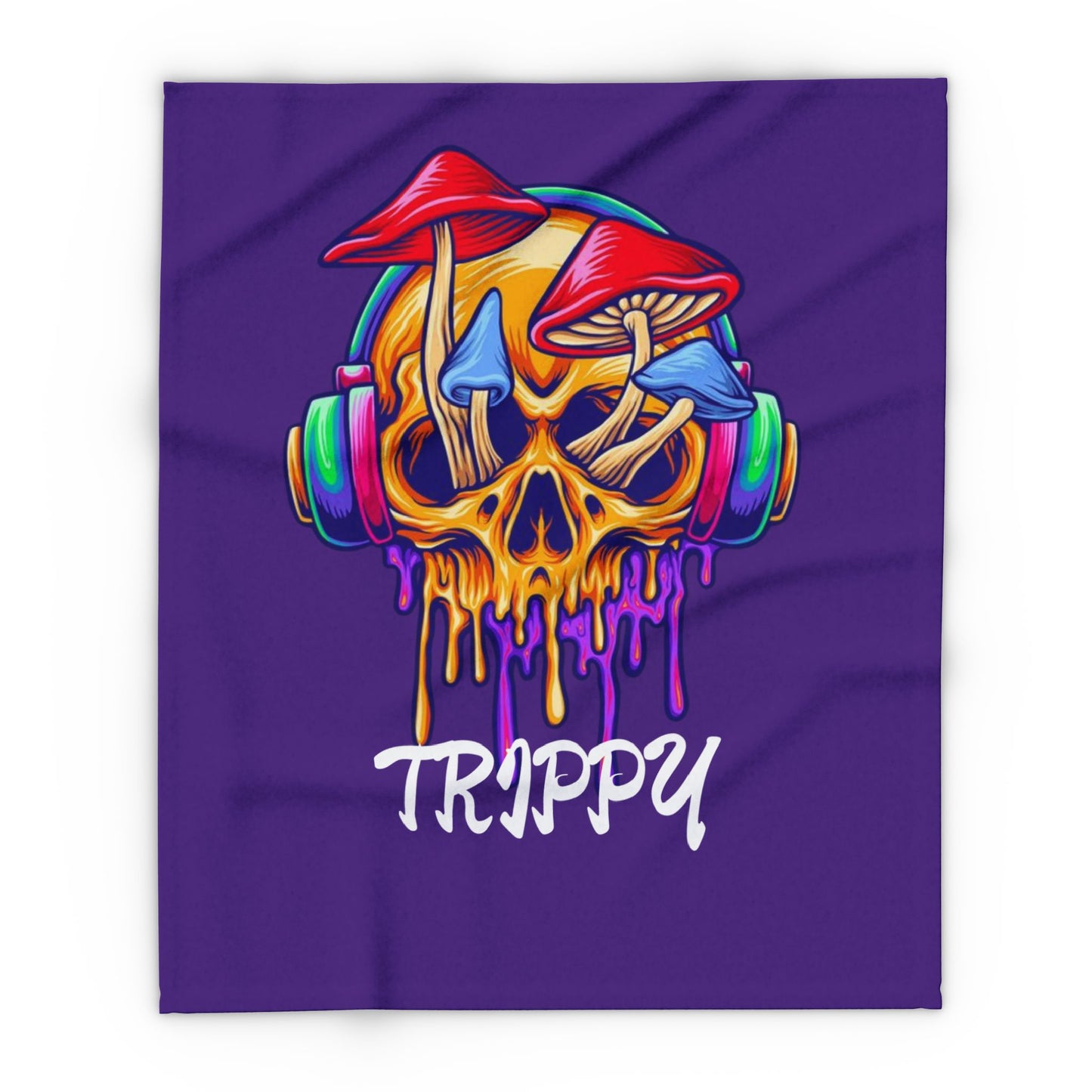 Trippy Mushroom Arctic Fleece Blanket - Colorful Skull Design for Cozy Vibes