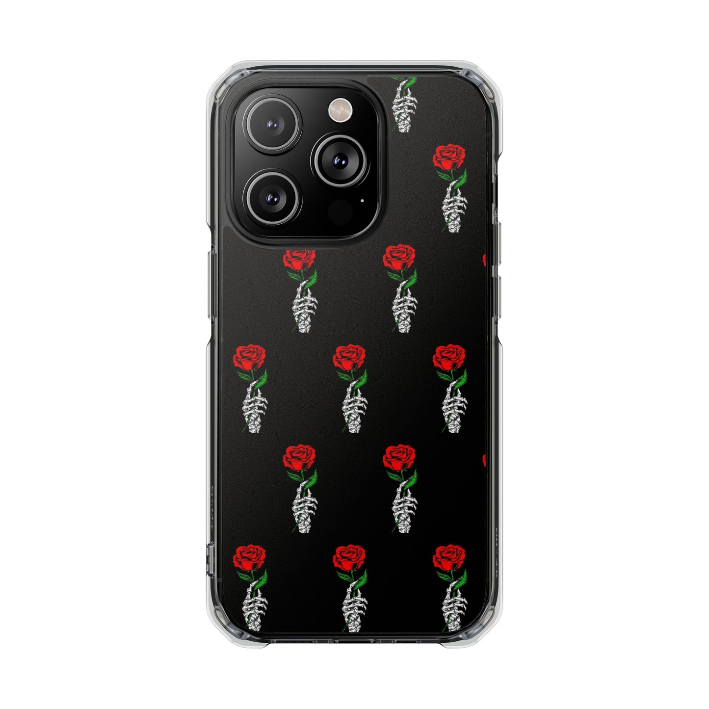 Rose Skeleton Magnetic Clear Impact Case - Stylish & Protective Phone Accessory