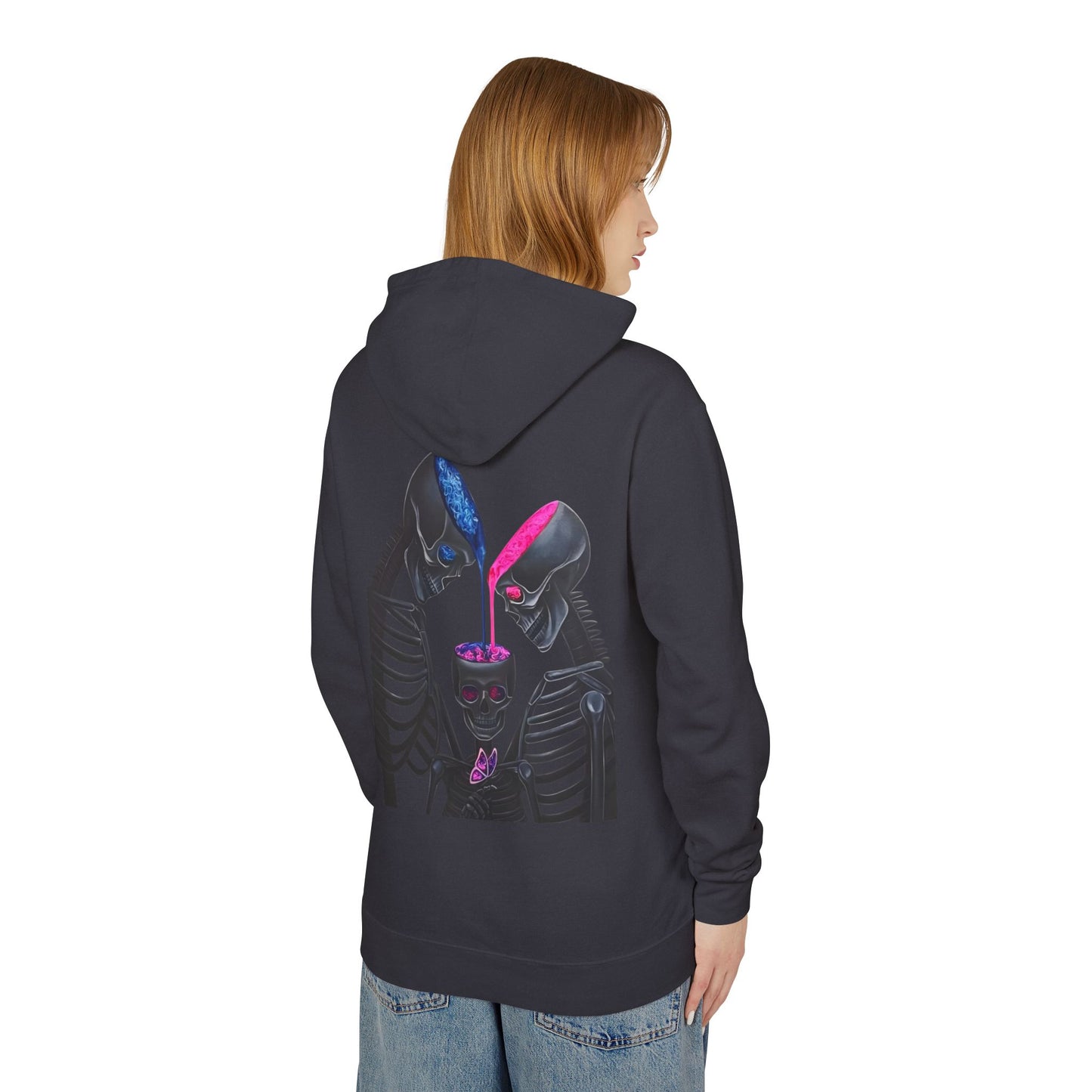 Unisex Lightweight Hoodie - Alien Skeletons Design