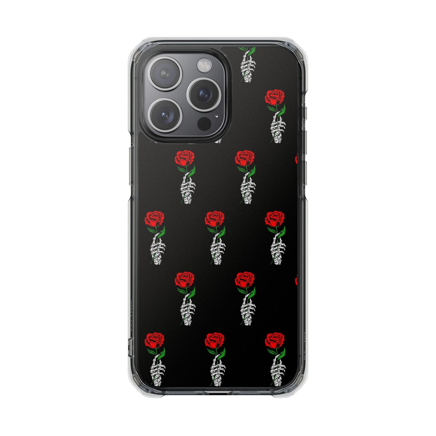 Rose Skeleton Magnetic Clear Impact Case - Stylish & Protective Phone Accessory