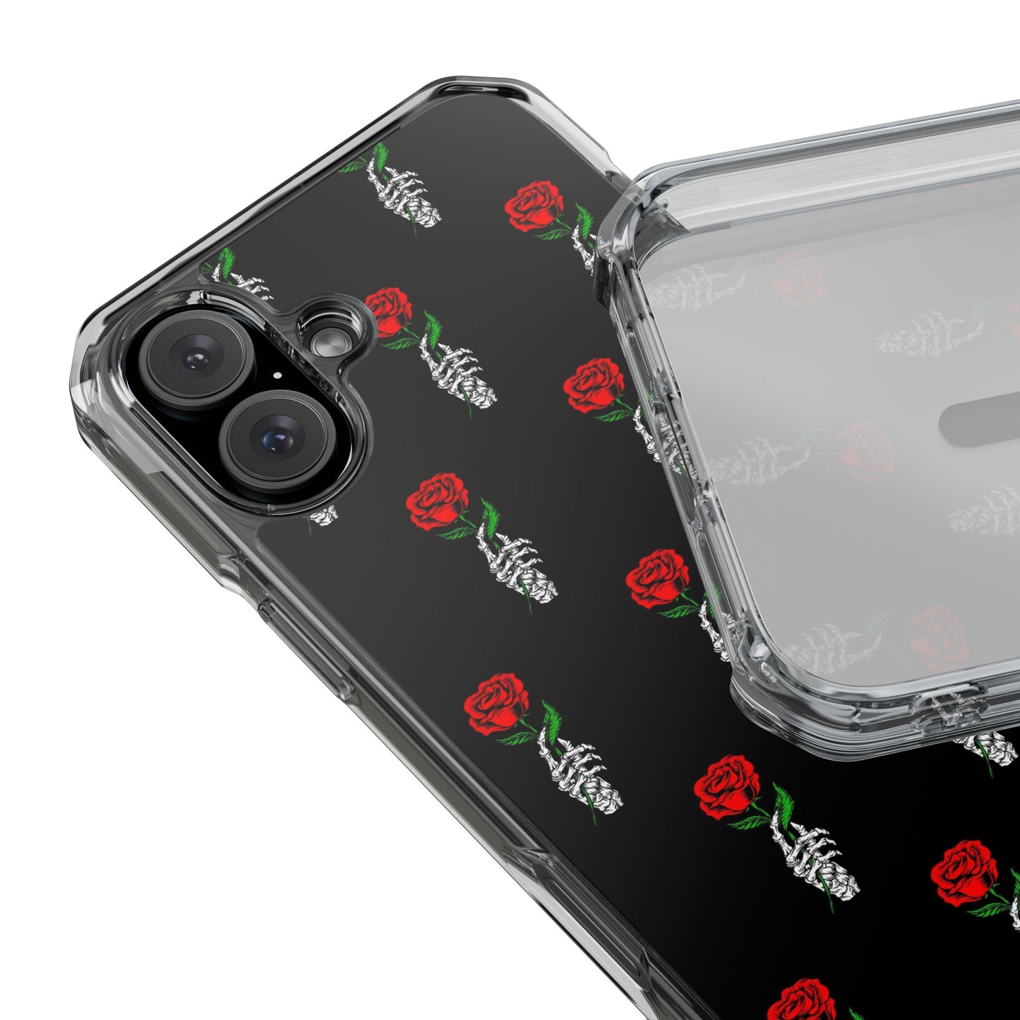 Rose Skeleton Magnetic Clear Impact Case - Stylish & Protective Phone Accessory